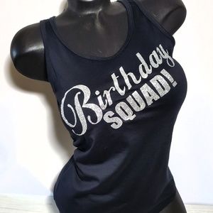 Birthday Squad Fitted Spandex Black Tank